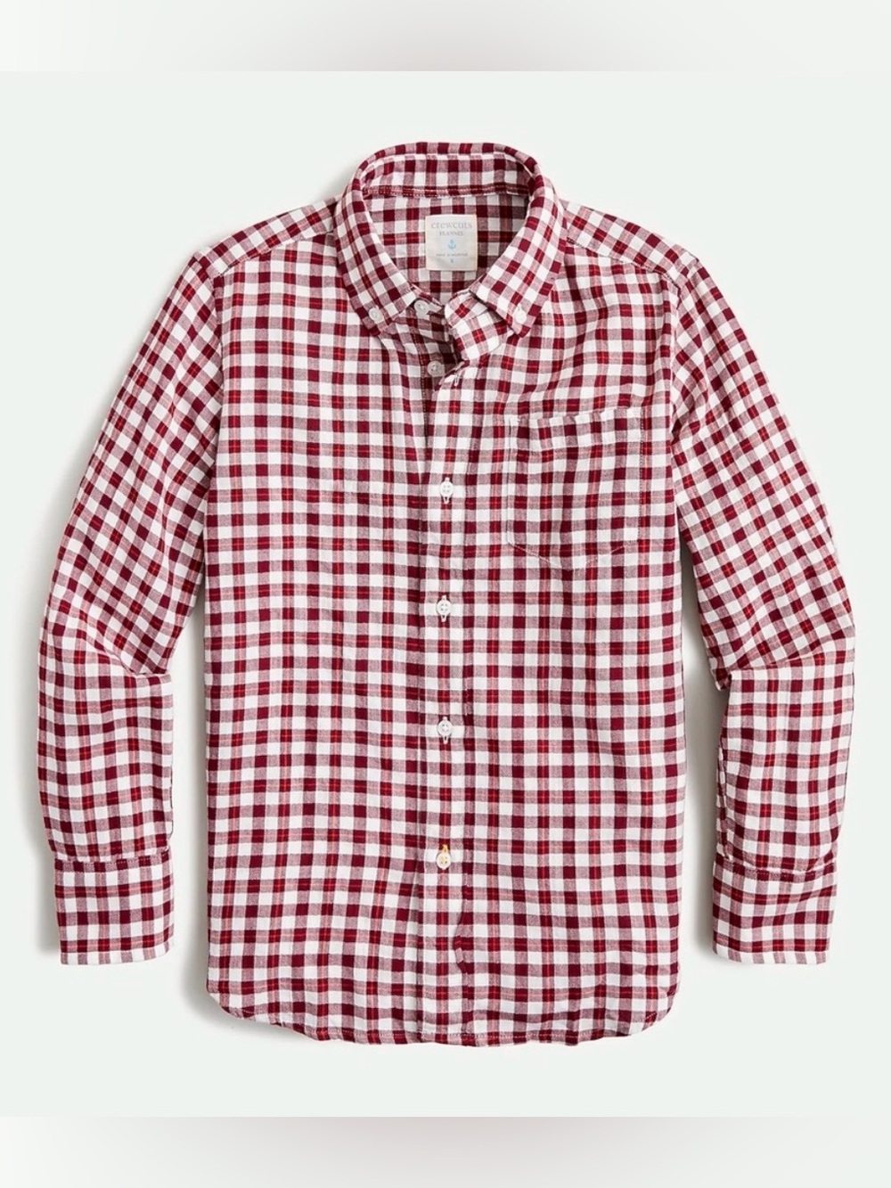 J.CREW CREWCUTS BOYS' CRINKLE COTTON SHIRT IN ORANGE PLAID, Size 8, NWT